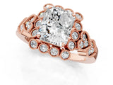Rose gold Radiant Cut Brilliant Milgrain Pave Heart Band Solitaire Ring_4