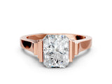 Rose gold Radiant Cut Brilliant Solitaire Diamond Ring with Channel Set Band and Bar Prong Setting_8