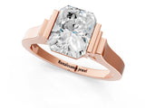 Rose gold Radiant Cut Brilliant Solitaire Diamond Ring with Channel Set Band and Bar Prong Setting_9