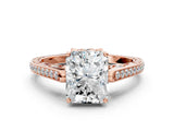 Rose gold Radiant Cut Cathedral Pave Diamond Engagement Ring with Six-Prong Setting_26