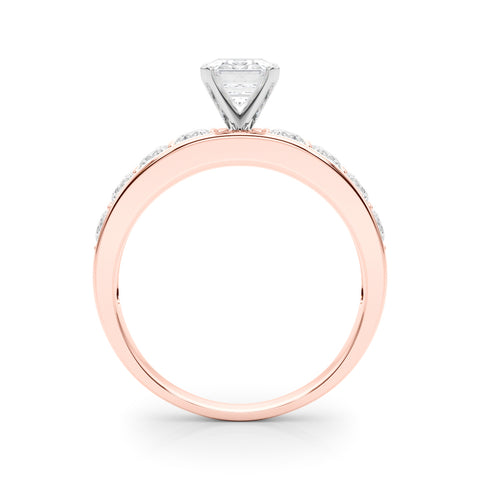Rose gold Radiant Cut Channel Set Diamond Engagement Ring with Four-Prong Setting 1