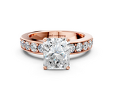 Rose gold Radiant Cut Channel Set Diamond Engagement Ring with Four-Prong Setting_256