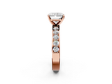 Rose gold Radiant Cut Channel Set Diamond Engagement Ring with Four-Prong Setting_258