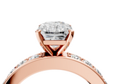 Rose gold Radiant Cut Channel Set Diamond Engagement Ring with Four-Prong Setting_260
