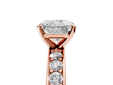 Rose gold Radiant Cut Channel Set Diamond Engagement Ring with Four-Prong Setting_261