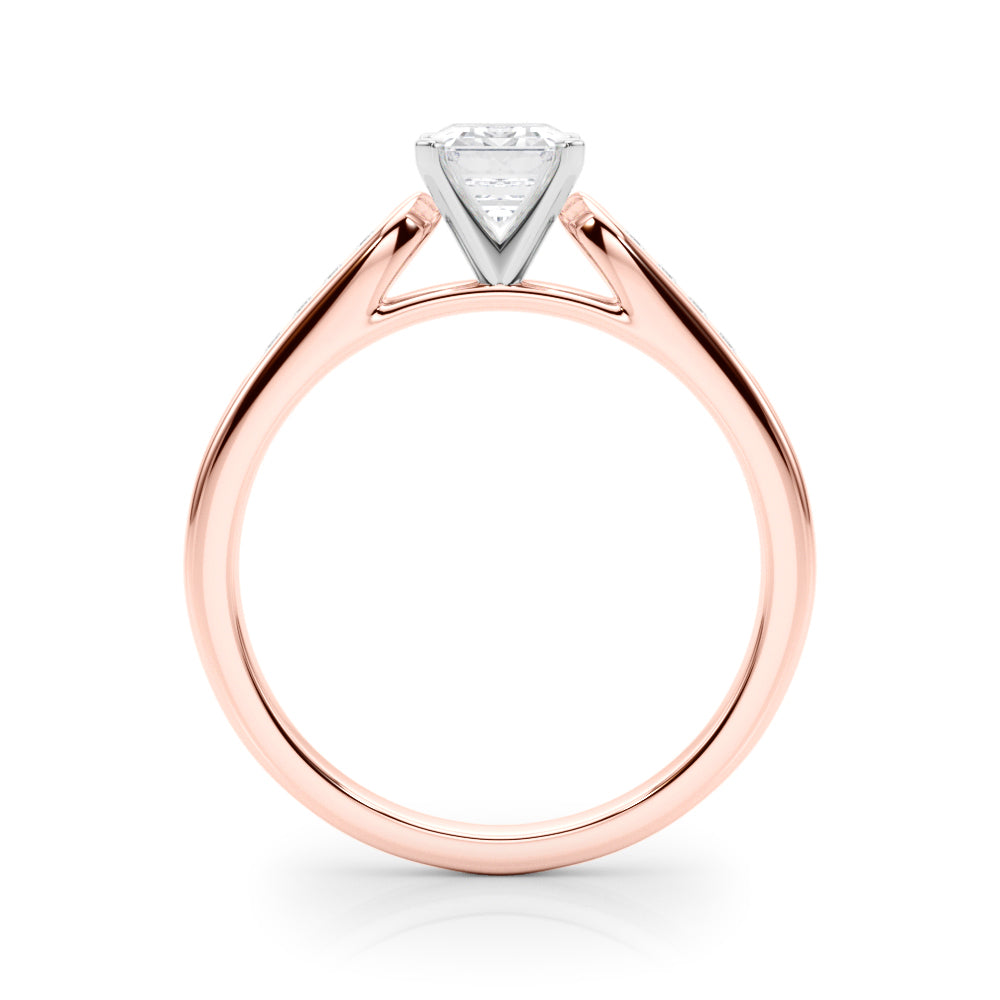 Rose gold Radiant Cut Channel Set Solitaire Engagement Ring with Four-Prong Setting 1