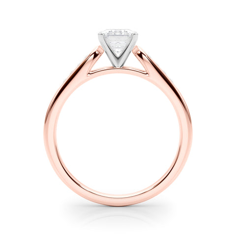 Rose gold Radiant Cut Channel Set Solitaire Engagement Ring with Four-Prong Setting 1
