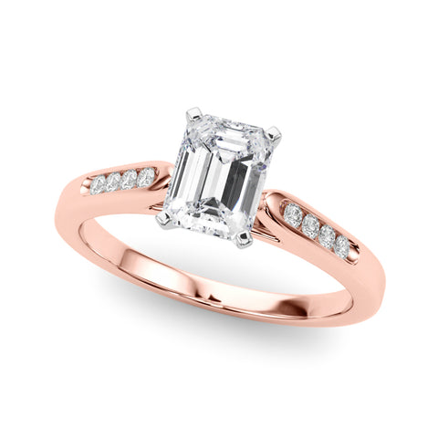 Rose gold Radiant Cut Channel Set Solitaire Engagement Ring with Four-Prong Setting 2