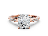 Rose gold Radiant Cut Channel Set Solitaire Engagement Ring with Four-Prong Setting_225