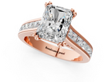 Rose gold Radiant Cut Channel Set Solitaire Engagement Ring with Prong Setting_34