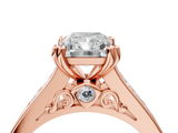 Rose gold Radiant Cut Channel Set Solitaire Engagement Ring with Prong Setting_37