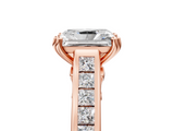 Rose gold Radiant Cut Channel Set Solitaire Engagement Ring with Prong Setting_38