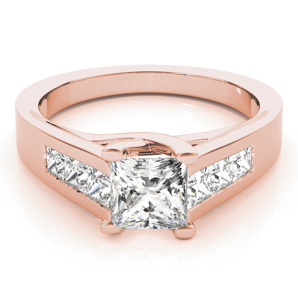 Rose gold Radiant Cut Channel Set Solitaire Ring with Four-Prong Setting 2