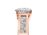 Rose gold Radiant Cut Channel Set Solitaire Ring with Four-Prong Setting_11