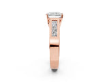 Rose gold Radiant Cut Channel Set Solitaire Ring with Four-Prong Setting_8