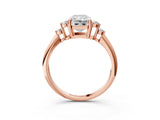 Rose gold Radiant Cut Cut Diamond Cluster Ring with Solitaire Band and Four-Prong Setting_18