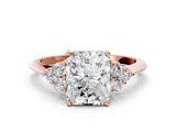 Rose gold Radiant Cut Cut Diamond Cluster Ring with Solitaire Band and Four-Prong Setting_3