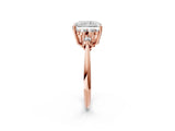 Rose gold Radiant Cut Cut Diamond Cluster Ring with Solitaire Band and Four-Prong Setting_5
