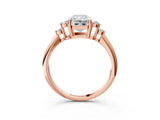 Rose gold Radiant Cut Cut Diamond Cluster Ring with Solitaire Band and Four-Prong Setting_6