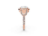 Rose gold Radiant Cut Cut Diamond Halo Engagement Ring with Open Split Pavé Band_11