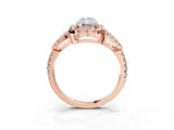 Rose gold Radiant Cut Cut Diamond Halo Engagement Ring with Open Split Pavé Band_12