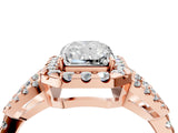 Rose gold Radiant Cut Cut Diamond Halo Engagement Ring with Open Split Pavé Band_13
