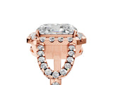 Rose gold Radiant Cut Cut Diamond Halo Engagement Ring with Open Split Pavé Band_14