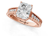Rose gold Radiant Cut Cut Diamond Milgrain Pave Band Four-Prong Setting Ring_4