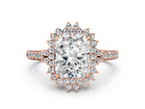 Rose gold Radiant Cut Cut Diamond Sunburst Halo Engagement Ring with Pavé Band_3