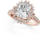 Rose gold Radiant Cut Cut Diamond Sunburst Halo Engagement Ring with Pavé Band_4