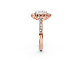 Rose gold Radiant Cut Cut Diamond Sunburst Halo Engagement Ring with Pavé Band_5