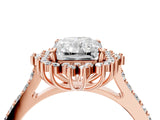 Rose gold Radiant Cut Cut Diamond Sunburst Halo Engagement Ring with Pavé Band_7