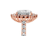 Rose gold Radiant Cut Cut Diamond Sunburst Halo Engagement Ring with Pavé Band_8