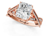 Rose gold Radiant Cut Cut Diamond Twisted Band with Milgrain Pave Setting and Four-Prong Setting_3