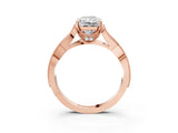 Rose gold Radiant Cut Cut Diamond Twisted Band with Milgrain Pave Setting and Four-Prong Setting_5