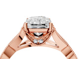 Rose gold Radiant Cut Cut Diamond Twisted Band with Milgrain Pave Setting and Four-Prong Setting_6
