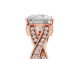 Rose gold Radiant Cut Cut Diamond Twisted Band with Milgrain Pave Setting and Four-Prong Setting_7