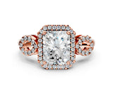 Rose gold Radiant Cut Cut Halo Diamond Infinity Band with Four-Prong Setting_9