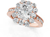 Rose gold Radiant Cut Cut Halo Diamond Pavé Engagement Ring with Milgrain Detailing_16
