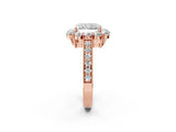 Rose gold Radiant Cut Cut Halo Diamond Pavé Engagement Ring with Milgrain Detailing_17