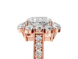 Rose gold Radiant Cut Cut Halo Diamond Pavé Engagement Ring with Milgrain Detailing_20