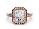 Rose gold Radiant Cut Cut Halo Pavé Diamond Ring_13