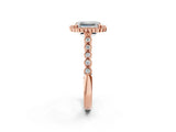Rose gold Radiant Cut Cut Halo Pavé Solitaire Ring with Milgrain Band_5