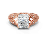Rose gold Radiant Cut Cut Milgrain Pave Diamond Engagement Ring with Four-Prong Setting_27