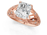 Rose gold Radiant Cut Cut Milgrain Pave Diamond Engagement Ring with Four-Prong Setting_28