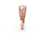 Rose gold Radiant Cut Cut Milgrain Pave Diamond Engagement Ring with Four-Prong Setting_29