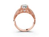 Rose gold Radiant Cut Cut Milgrain Pave Diamond Engagement Ring with Four-Prong Setting_30