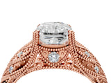 Rose gold Radiant Cut Cut Milgrain Pave Diamond Engagement Ring with Four-Prong Setting_31