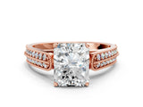 Rose gold Radiant Cut Cut Pave Split Shank Engagement Ring with Four-Prong Setting_15