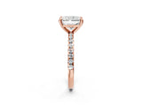 Rose gold Radiant Cut Diamond Brilliant Solitaire Ring with Pavé Band and Four-Prong Setting_17
